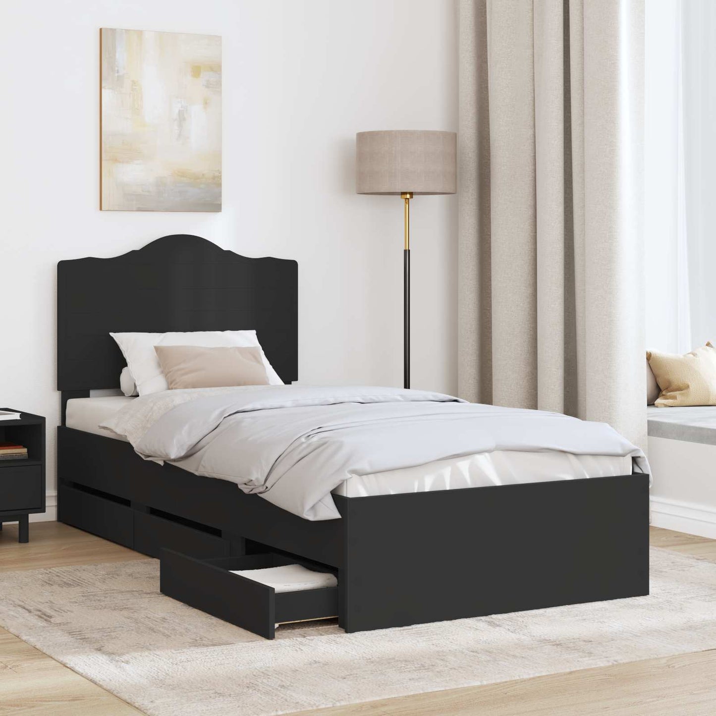 Struttura del letto Nero 90 x 200 cm Legno Ingegnerizzato | homemem39