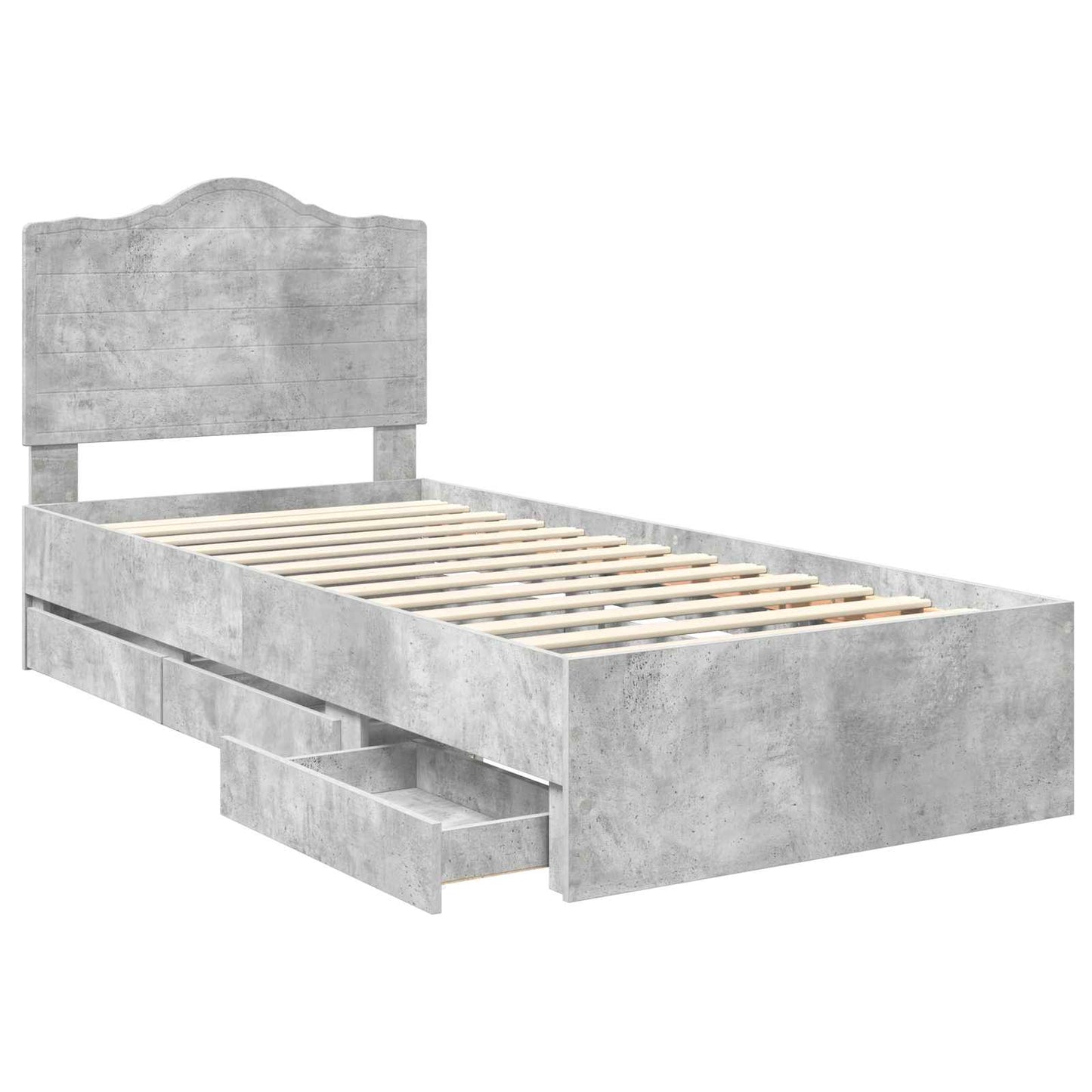 Struttura del letto con cassetto Grigio cemento 90 x 190 cm