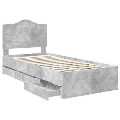 Struttura del letto con cassetto Grigio cemento 90 x 190 cm