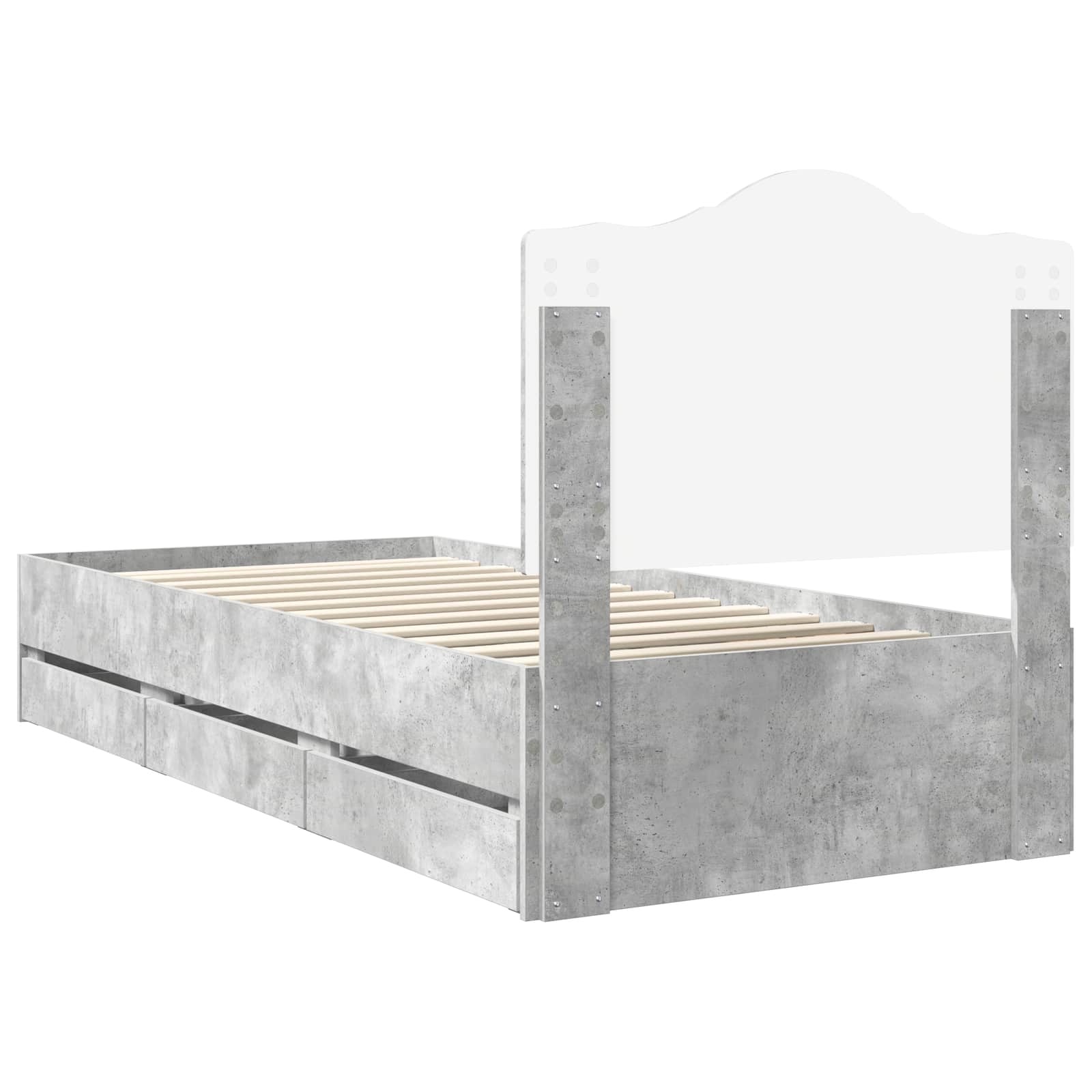 Struttura del letto con cassetto Grigio Cemento 90 x 200 cm | homemem39