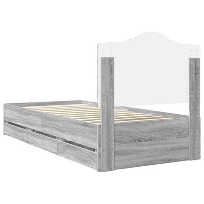 Struttura del letto con cassetto Sonoma grigia 90 x 200 cm | homemem39