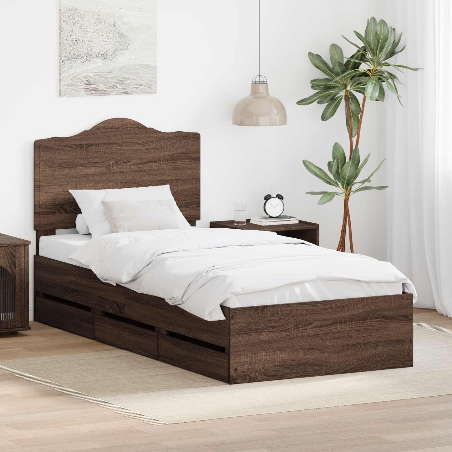 Struttura del letto con cassetto Quercia marrone 90 x 200 cm