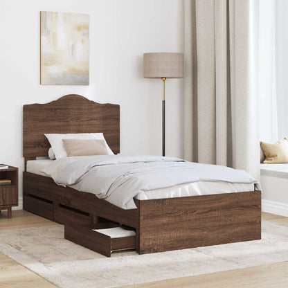 Struttura del letto con cassetto Quercia marrone 90 x 200 cm