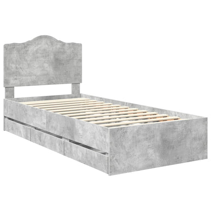 Struttura del letto con cassetto Grigio cemento 90 x 200 cm