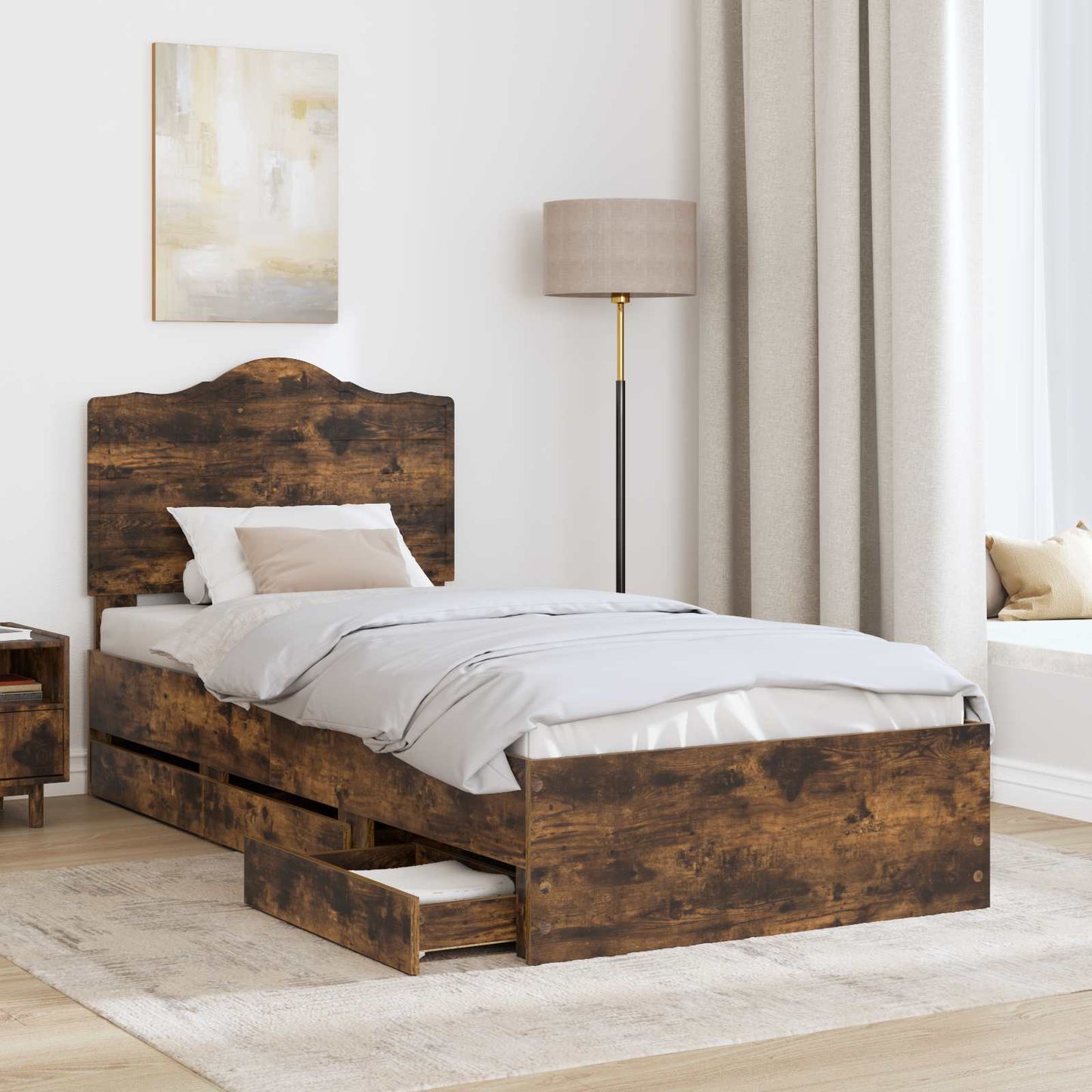 Struttura del letto con cassetto Quercia Affumicata 90 x 190 cm