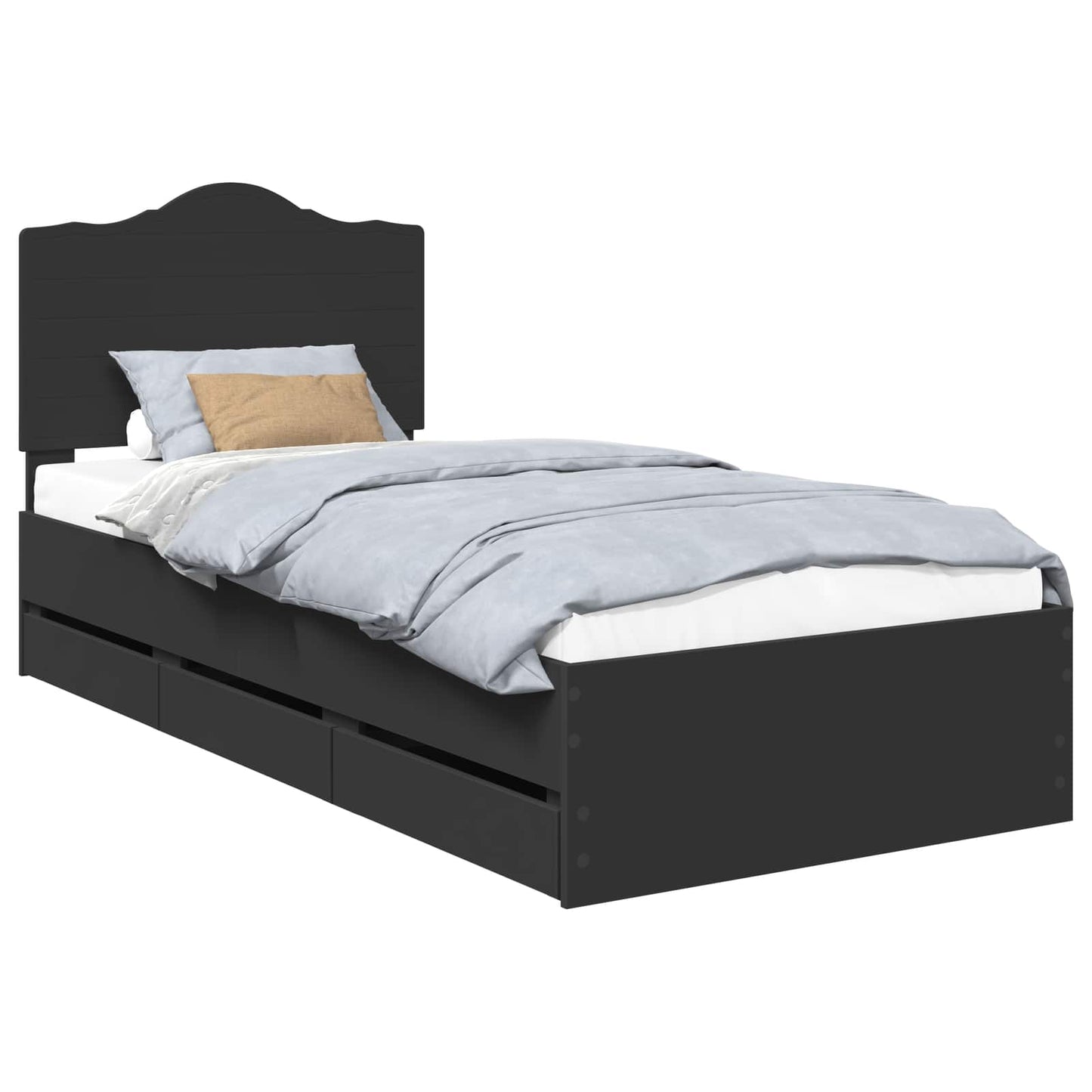 Struttura del letto Nero 75 x 190 cm Legno Ingegnerizzato