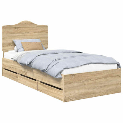 Struttura del letto con cassetto Rovere Sonoma 75 x 190 cm