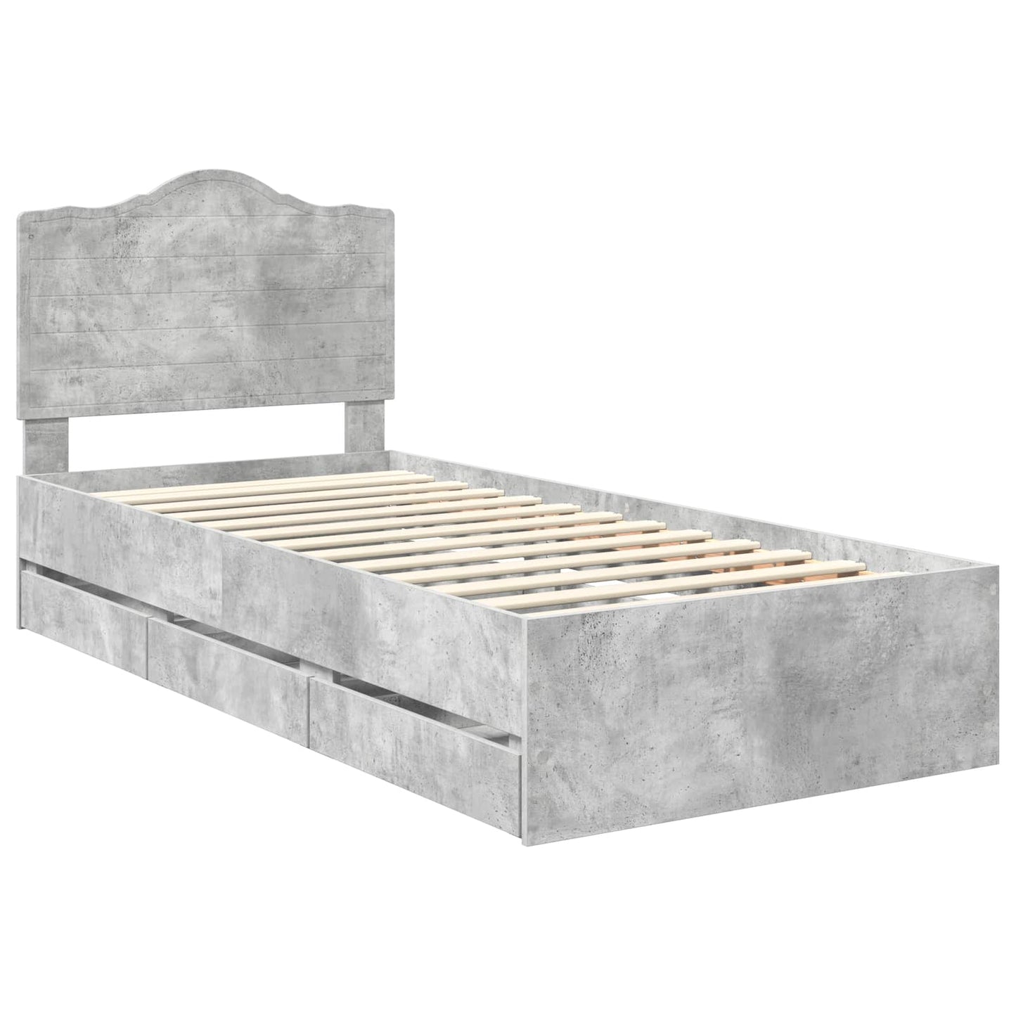 Struttura del letto con cassetto Grigio cemento 75 x 190 cm