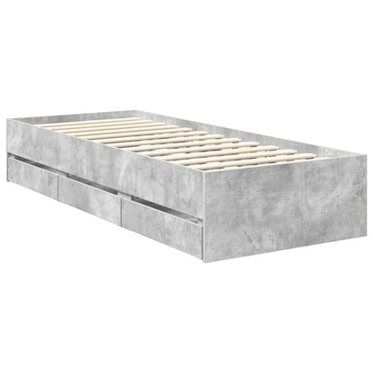 Struttura del letto con cassetto Grigio Cemento 75 x 190 cm