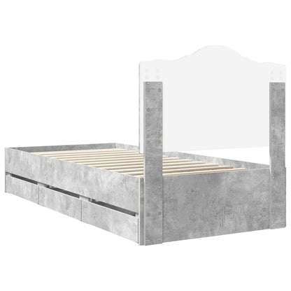 Struttura del letto con cassetto Grigio Cemento 75 x 190 cm | homemem39