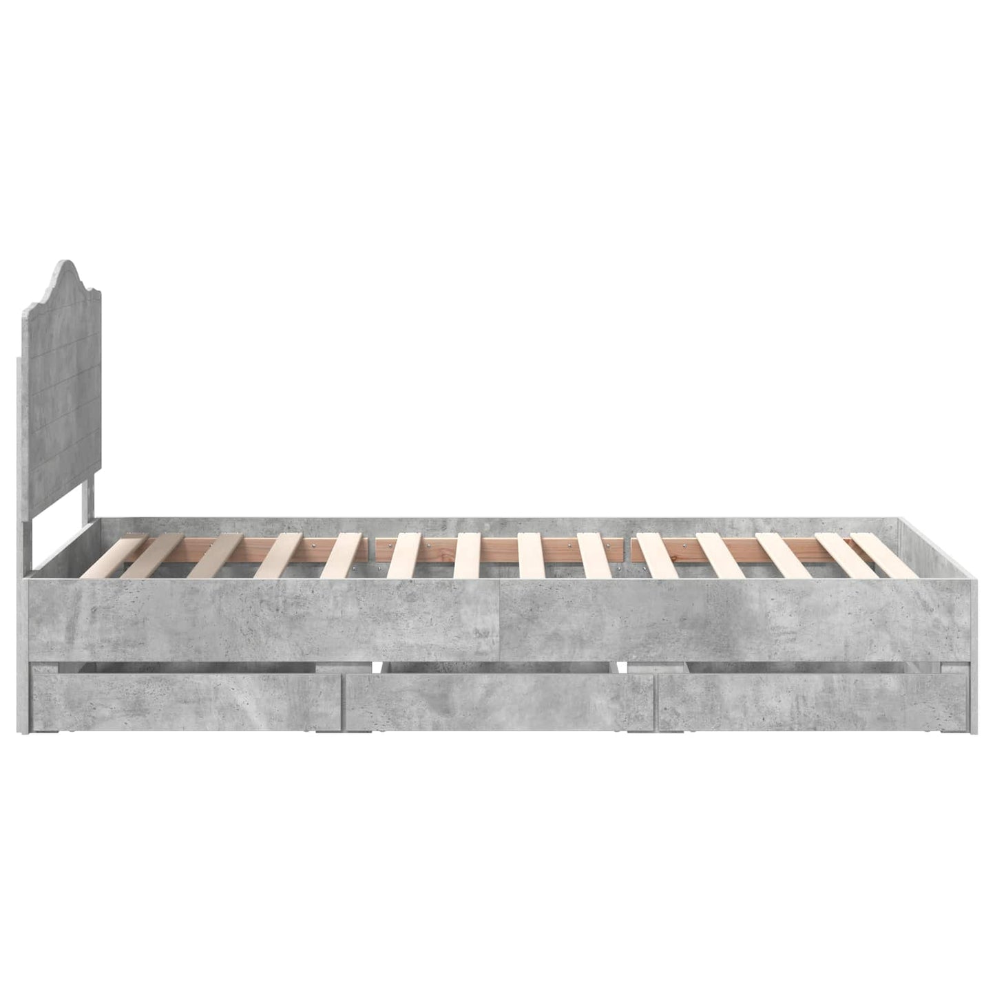 Struttura del letto con cassetto Grigio cemento 75 x 190 cm