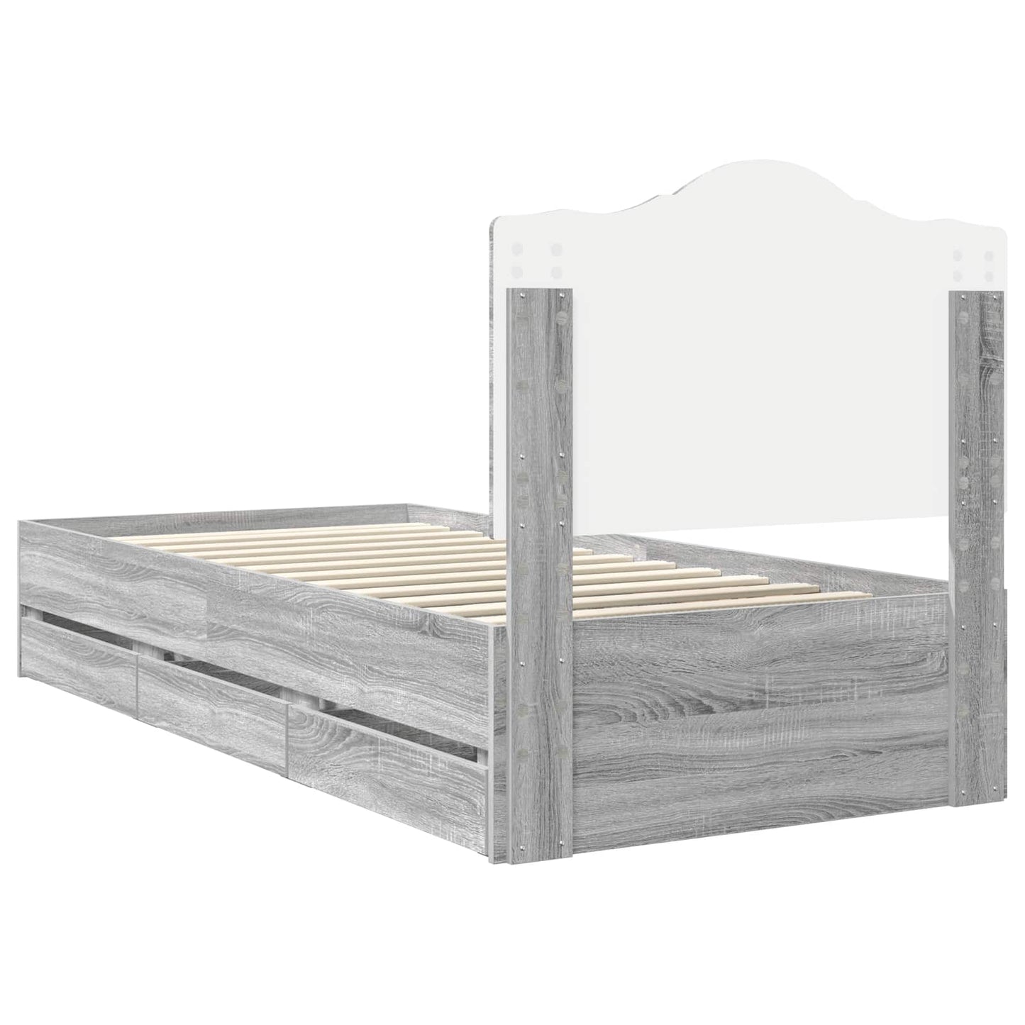 Struttura del letto con cassetto Sonoma grigia 75 x 190 cm | homemem39