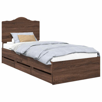 Struttura del letto con cassetto Rovere Marrone 75 x 190 cm