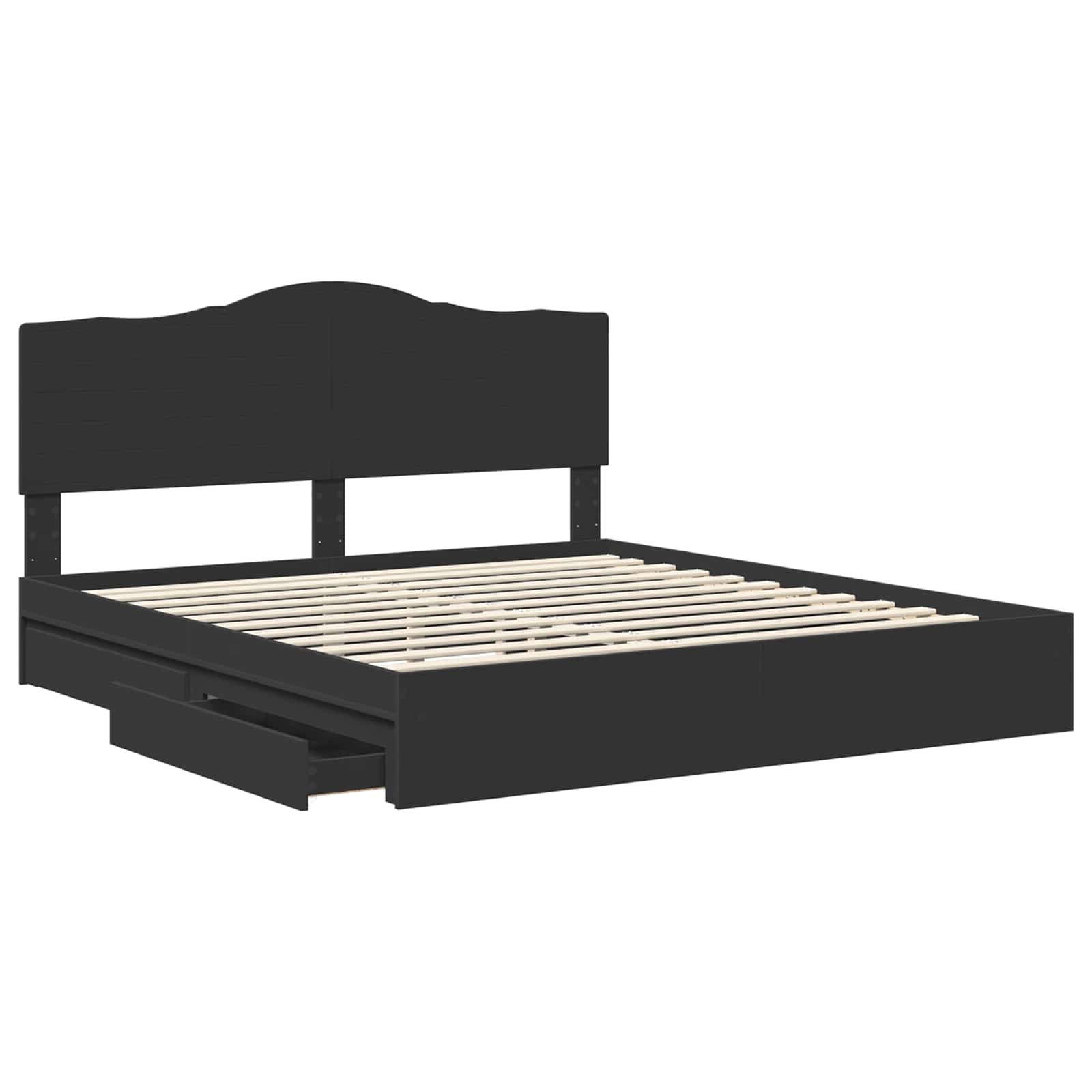 Letto con Contenitore Nero 200 x 200 cm Legno multistrato | homemem39
