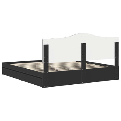 Letto con Contenitore Nero 200 x 200 cm Legno multistrato | homemem39