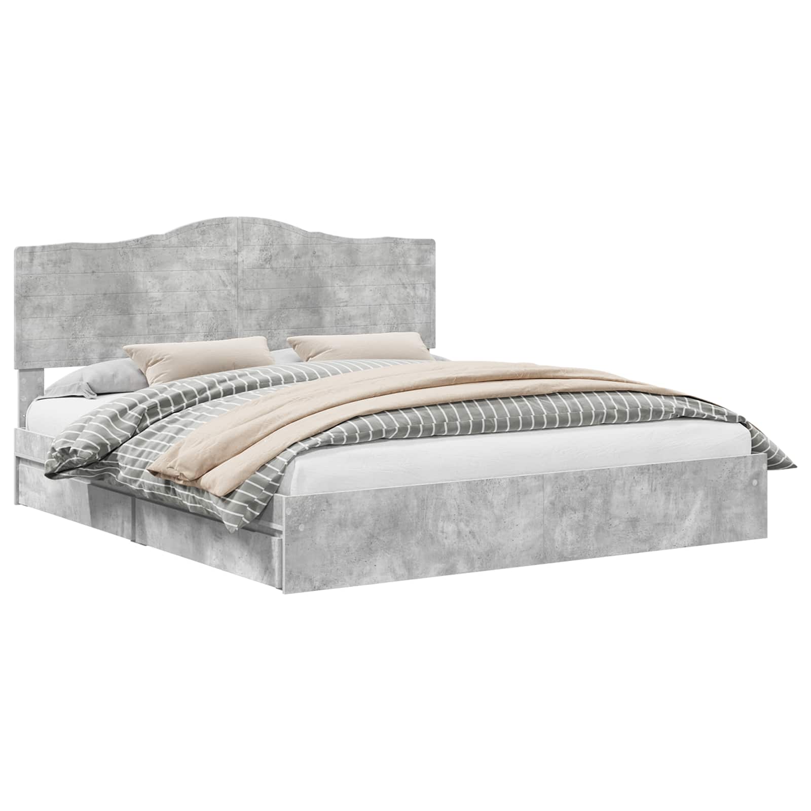 Letto con Contenitore con testiera Grigio cemento 200 x 200 cm | homemem39