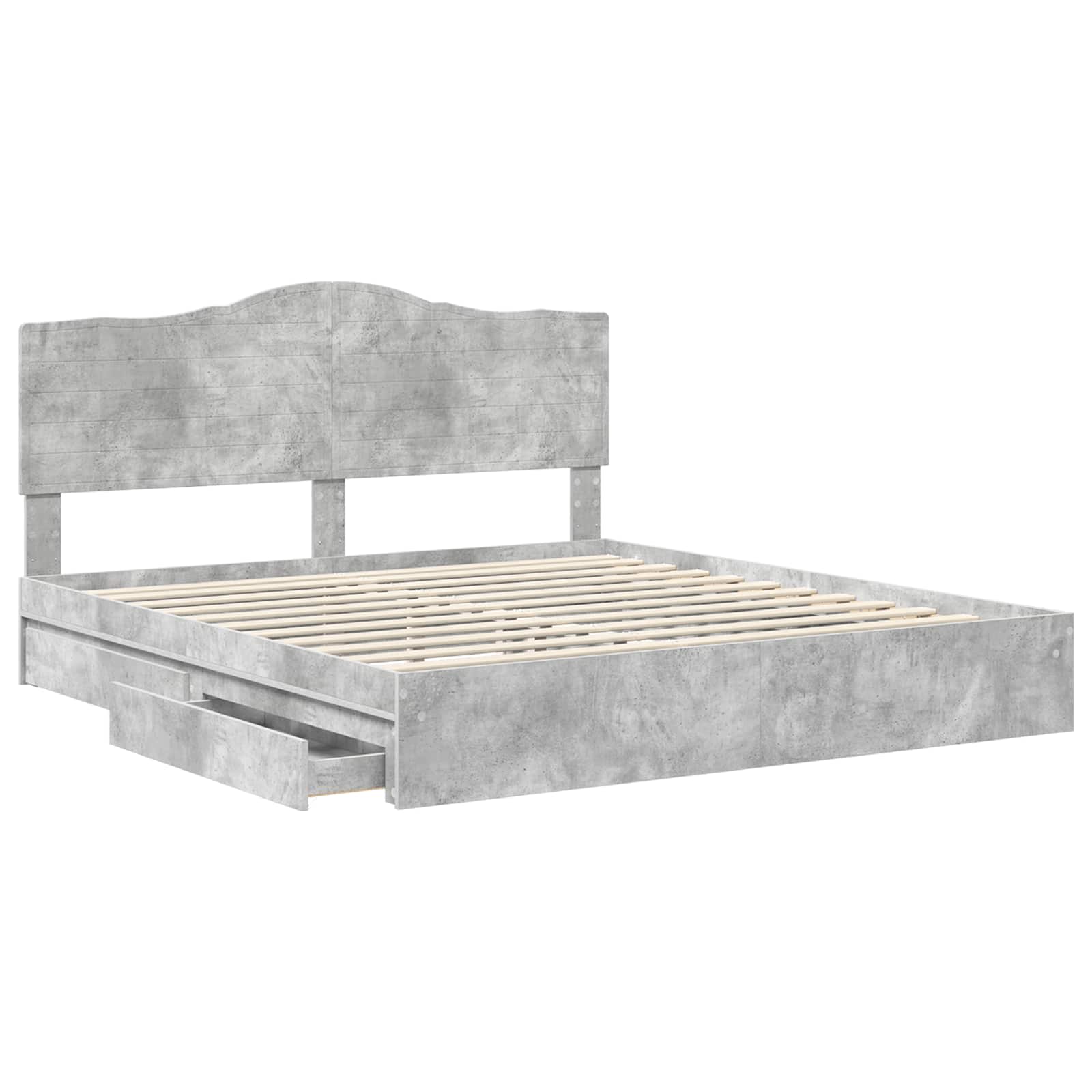 Letto con Contenitore con testiera Grigio cemento 200 x 200 cm | homemem39