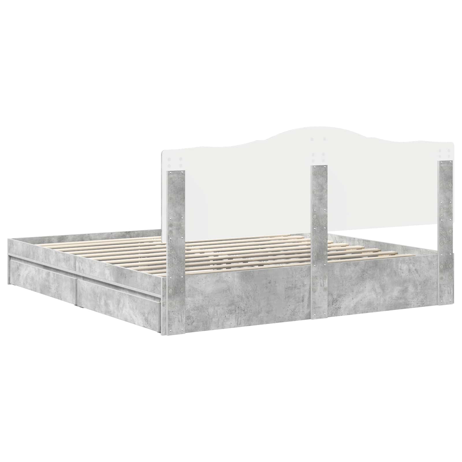 Letto con Contenitore con testiera Grigio cemento 200 x 200 cm | homemem39