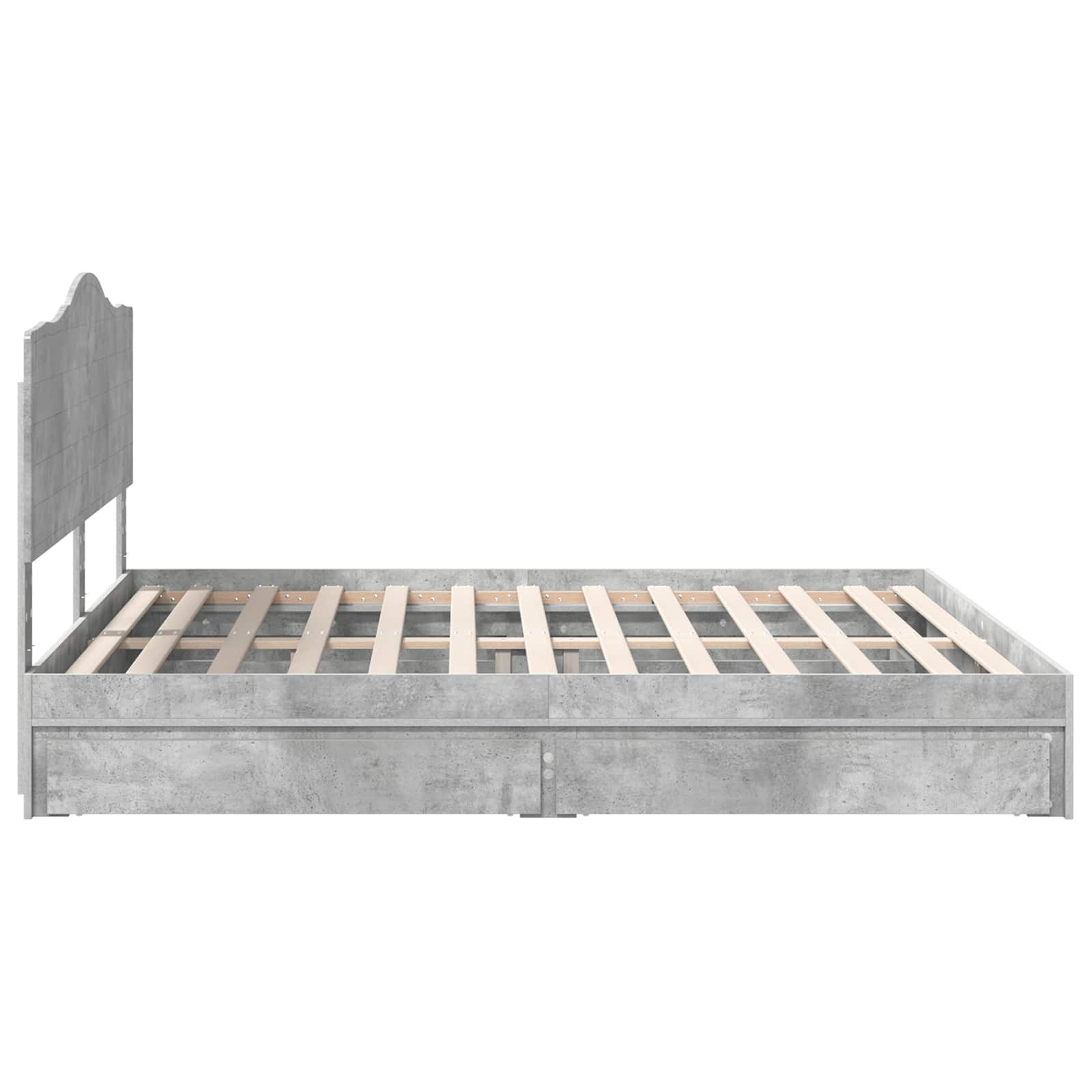Letto con Contenitore con testiera Grigio cemento 200 x 200 cm | homemem39