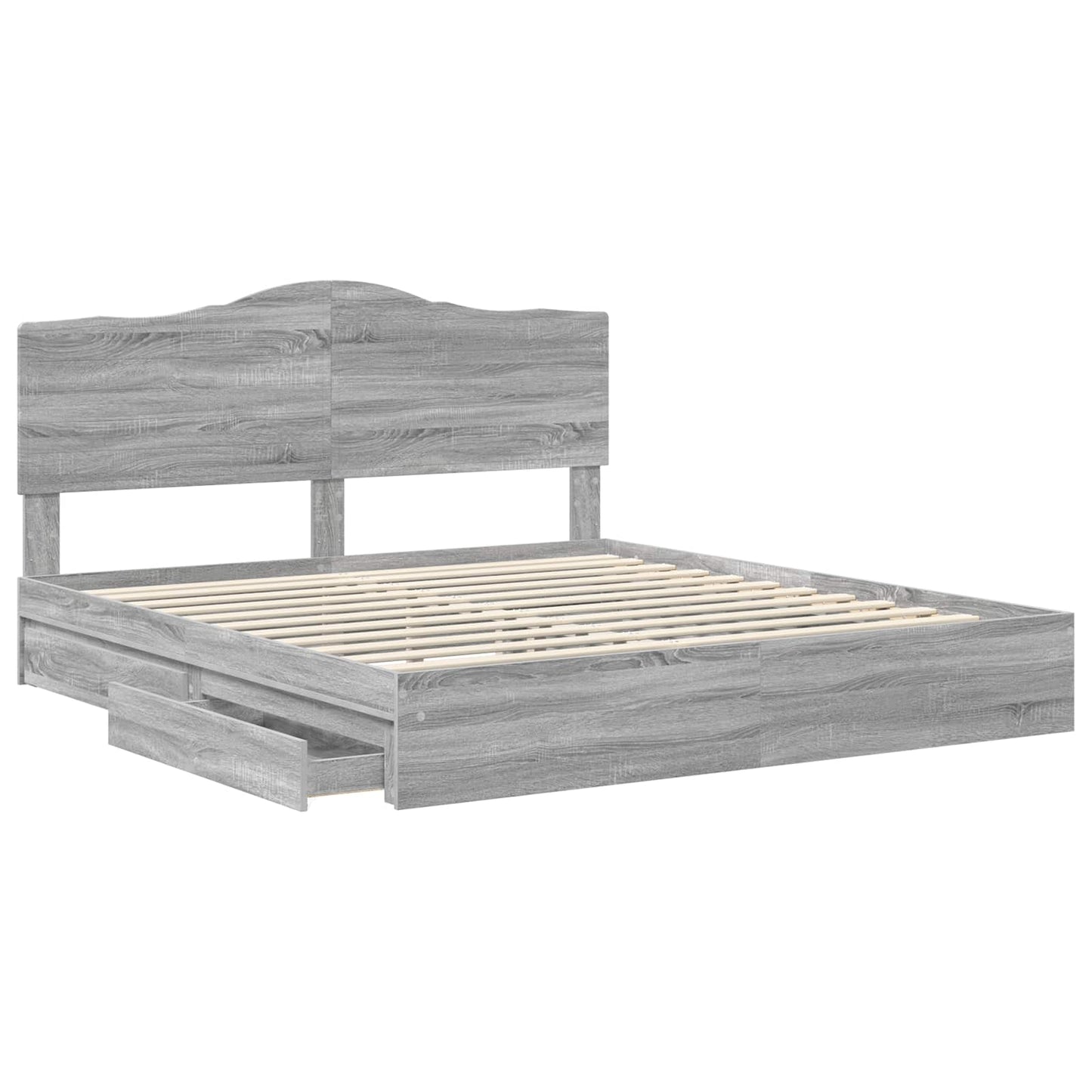Letto con Contenitore con testiera Grigio Sonoma 200 x 200 cm | homemem39