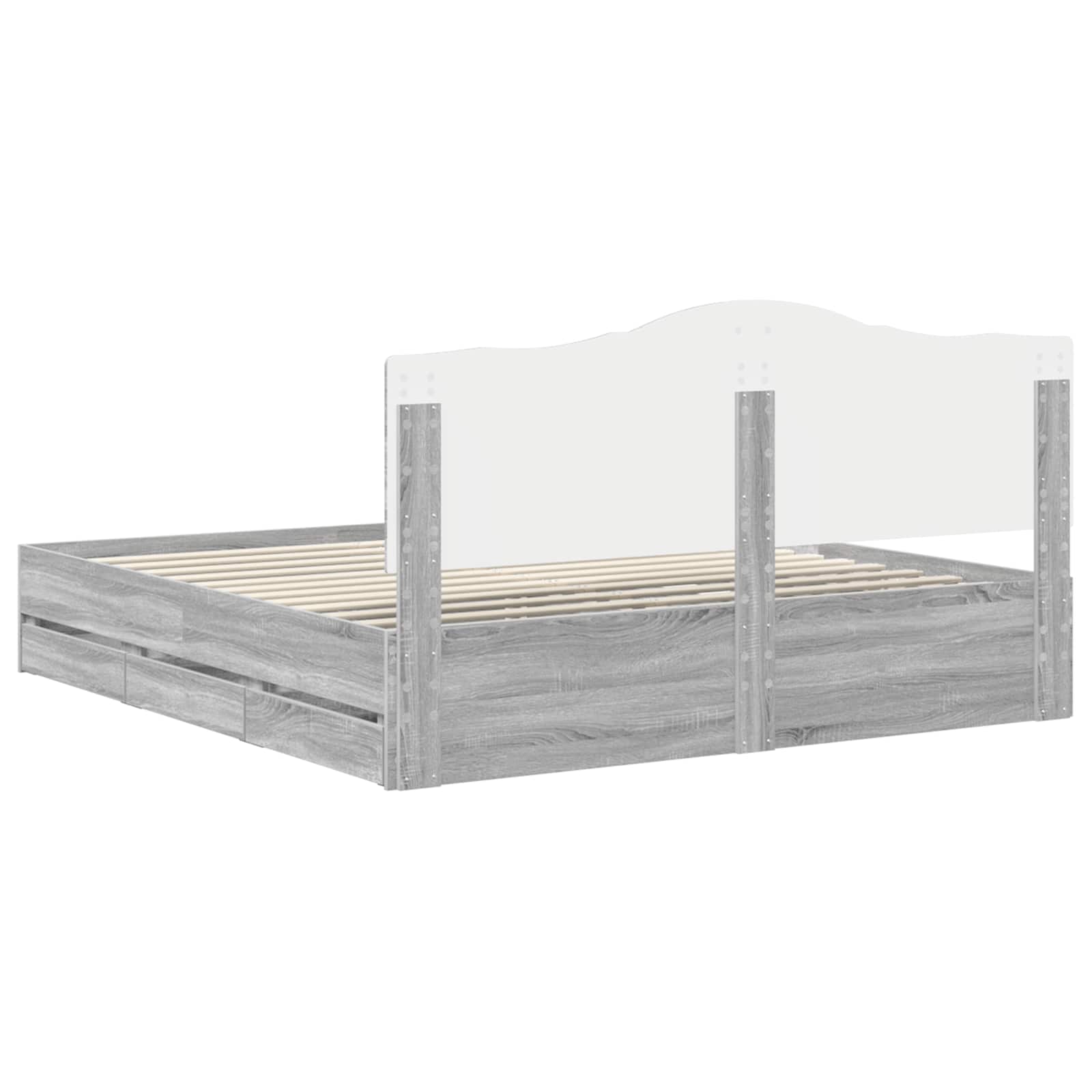 Letto con Contenitore con testiera Grigio Sonoma 200 x 200 cm | homemem39