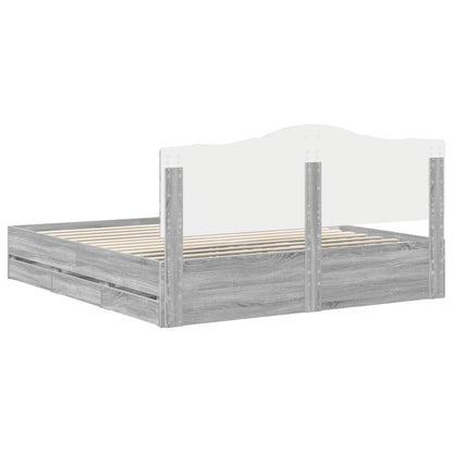 Letto con Contenitore con testiera Grigio Sonoma 200 x 200 cm | homemem39