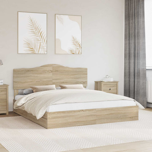 Letto con Contenitore con testiera Rovere Sonoma 180 x 200 cm | homemem39