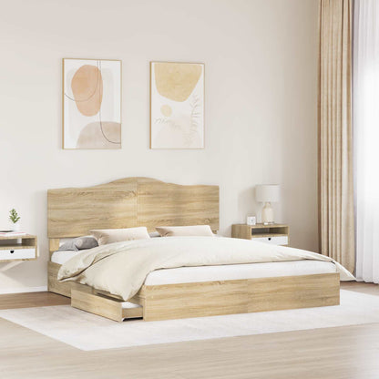 Letto con Contenitore con testiera Rovere Sonoma 180 x 200 cm | homemem39