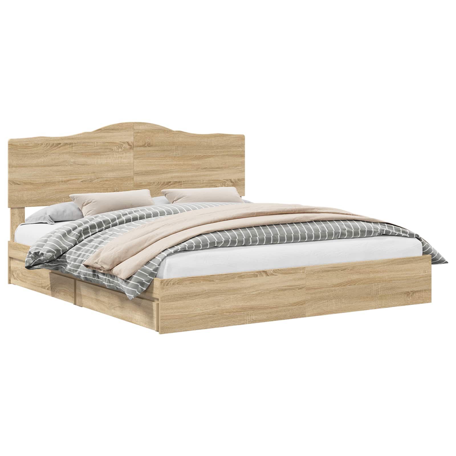 Letto con Contenitore con testiera Rovere Sonoma 180 x 200 cm | homemem39