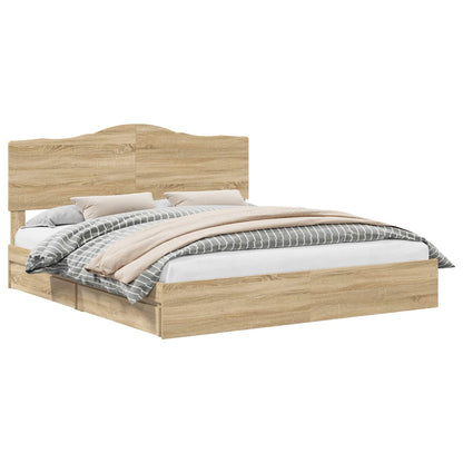 Letto con Contenitore con testiera Rovere Sonoma 180 x 200 cm | homemem39