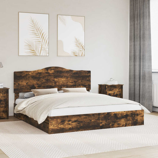 Letto con Contenitore con testiera Rovere fumé 180 x 200 cm | homemem39
