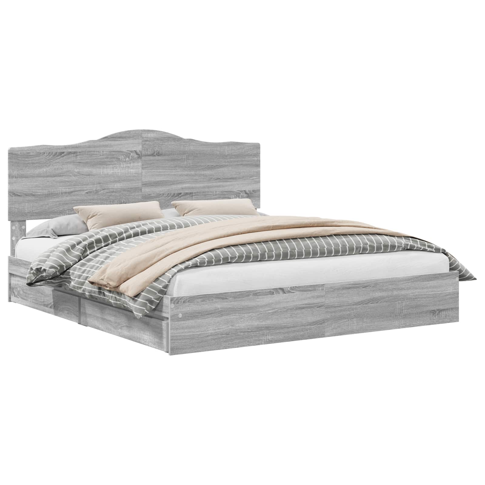 Letto con Contenitore con testiera Grigio Sonoma 180 x 200 cm | homemem39