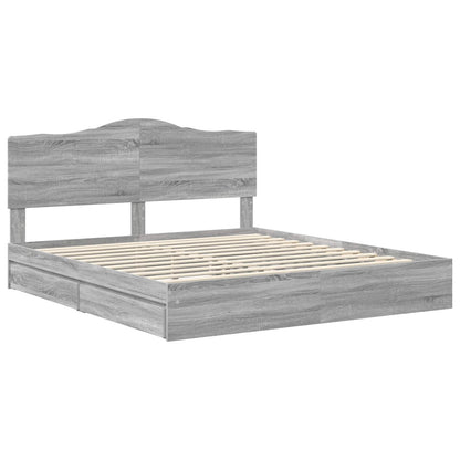 Letto con Contenitore con testiera Grigio Sonoma 180 x 200 cm | homemem39