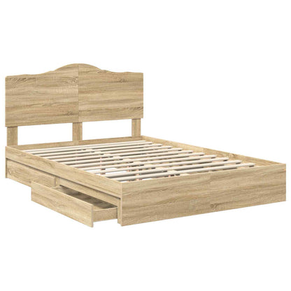 Letto con Contenitore con cassetto Rovere Sonoma 160 x 200 cm | homemem39