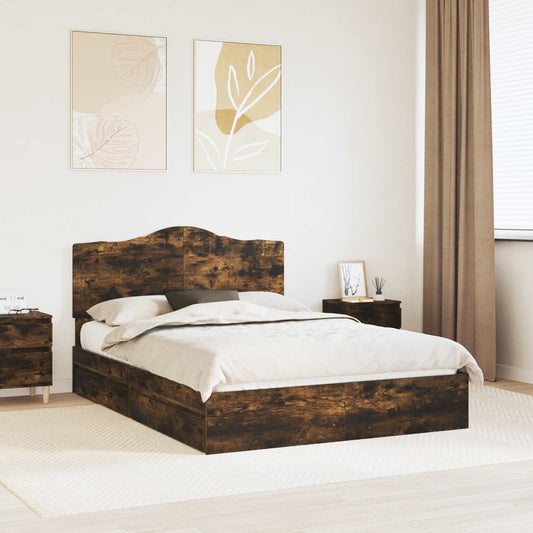 Letto con Contenitore con testiera Rovere fumé 160 x 200 cm | homemem39