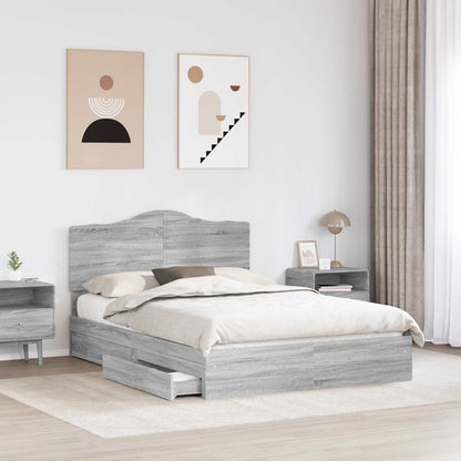 Letto con Contenitore con testiera Grigio Sonoma 160 x 200 cm | homemem39