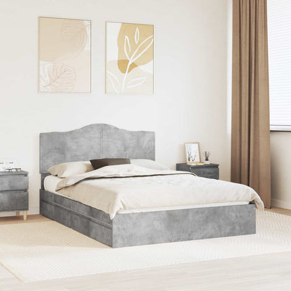 Letto con Contenitore con testiera Grigio cemento 150 x 200 cm | homemem39
