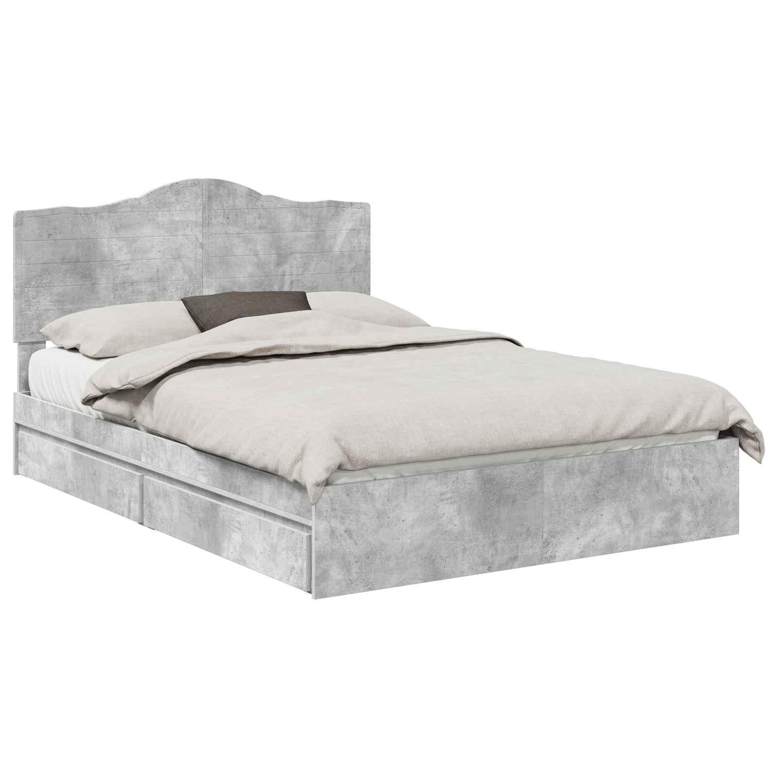 Letto con Contenitore con testiera Grigio cemento 150 x 200 cm | homemem39