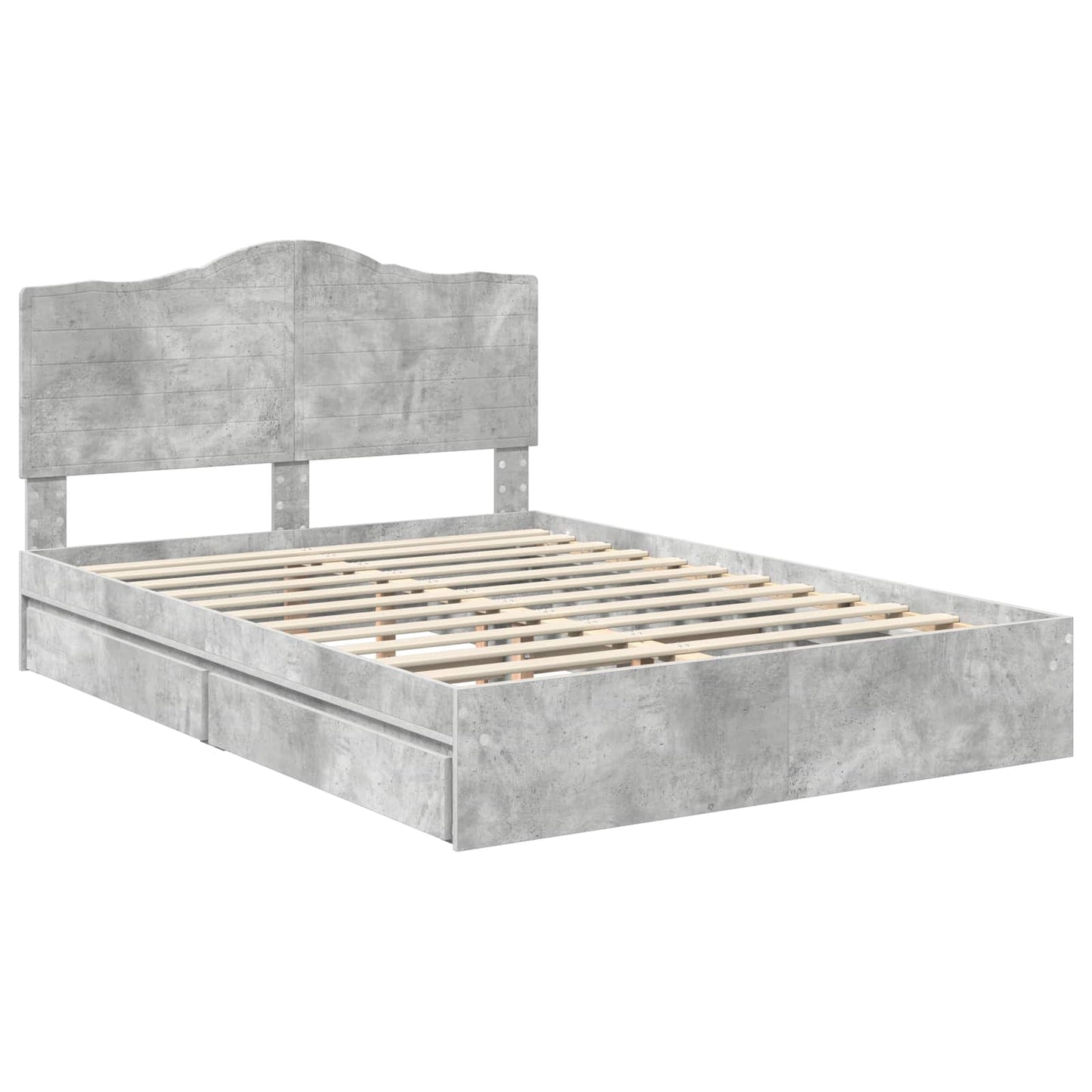 Letto con Contenitore con testiera Grigio cemento 150 x 200 cm | homemem39