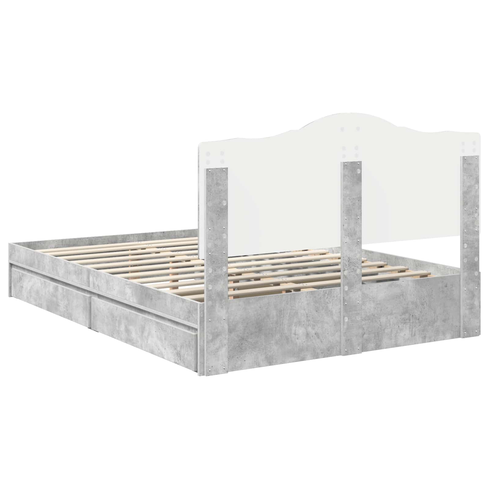 Letto con Contenitore con testiera Grigio cemento 150 x 200 cm | homemem39