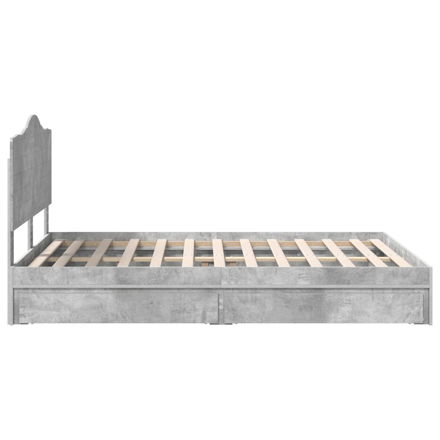 Letto con Contenitore con testiera Grigio cemento 150 x 200 cm | homemem39