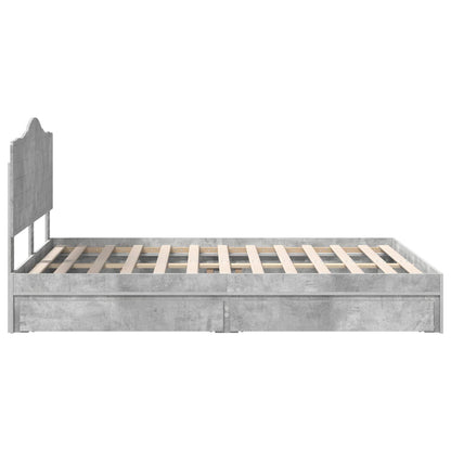 Letto con Contenitore con testiera Grigio cemento 150 x 200 cm | homemem39