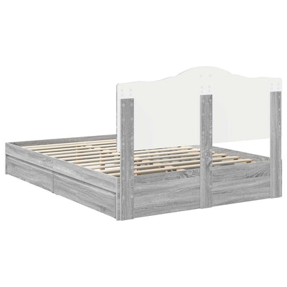 Letto con Contenitore con testiera Grigio Sonoma 150 x 200 cm | homemem39