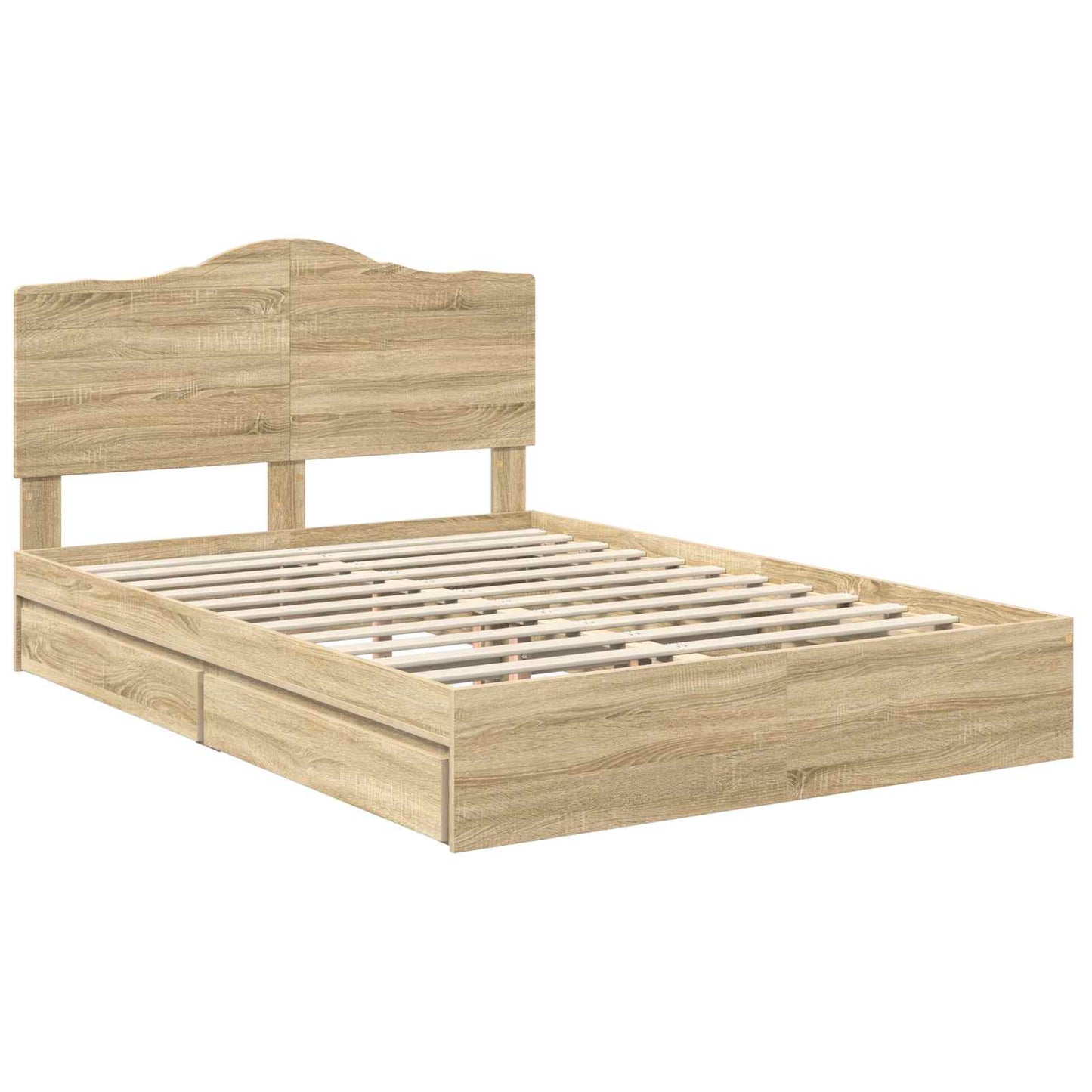 Letto con Contenitore con testiera Rovere Sonoma 140 x 200 cm | homemem39