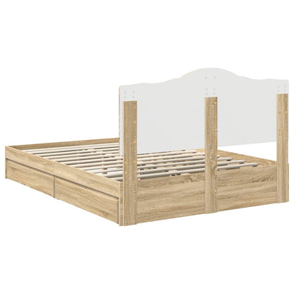 Letto con Contenitore con testiera Rovere Sonoma 140 x 200 cm | homemem39