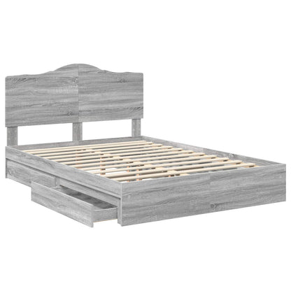 Letto con Contenitore con testiera Grigio Sonoma 140 x 200 cm | homemem39