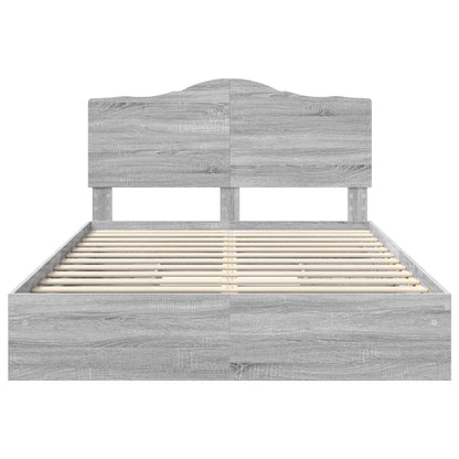 Letto con Contenitore con testiera Grigio Sonoma 140 x 200 cm | homemem39
