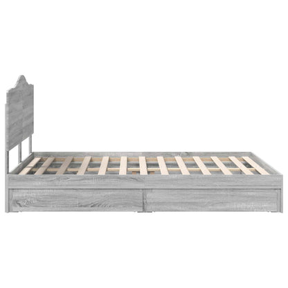 Letto con Contenitore con testiera Grigio Sonoma 140 x 200 cm | homemem39