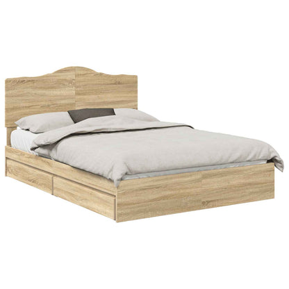 Letto con Contenitore con testiera Rovere Sonoma 140 x 190 cm | homemem39