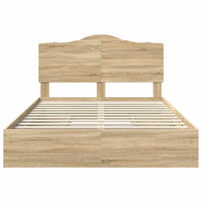 Letto con Contenitore con testiera Rovere Sonoma 140 x 190 cm | homemem39